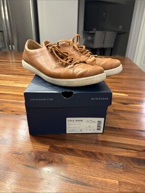 Cole Haan Brown Leather Lace-Up Casual Sneakers